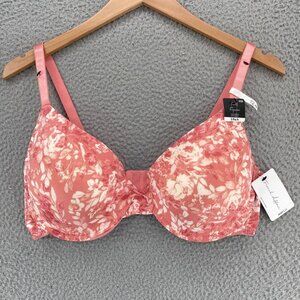 French Affair Bra Women 42D Pink Floral Full Figure Stretch Padded Underwire NWT
